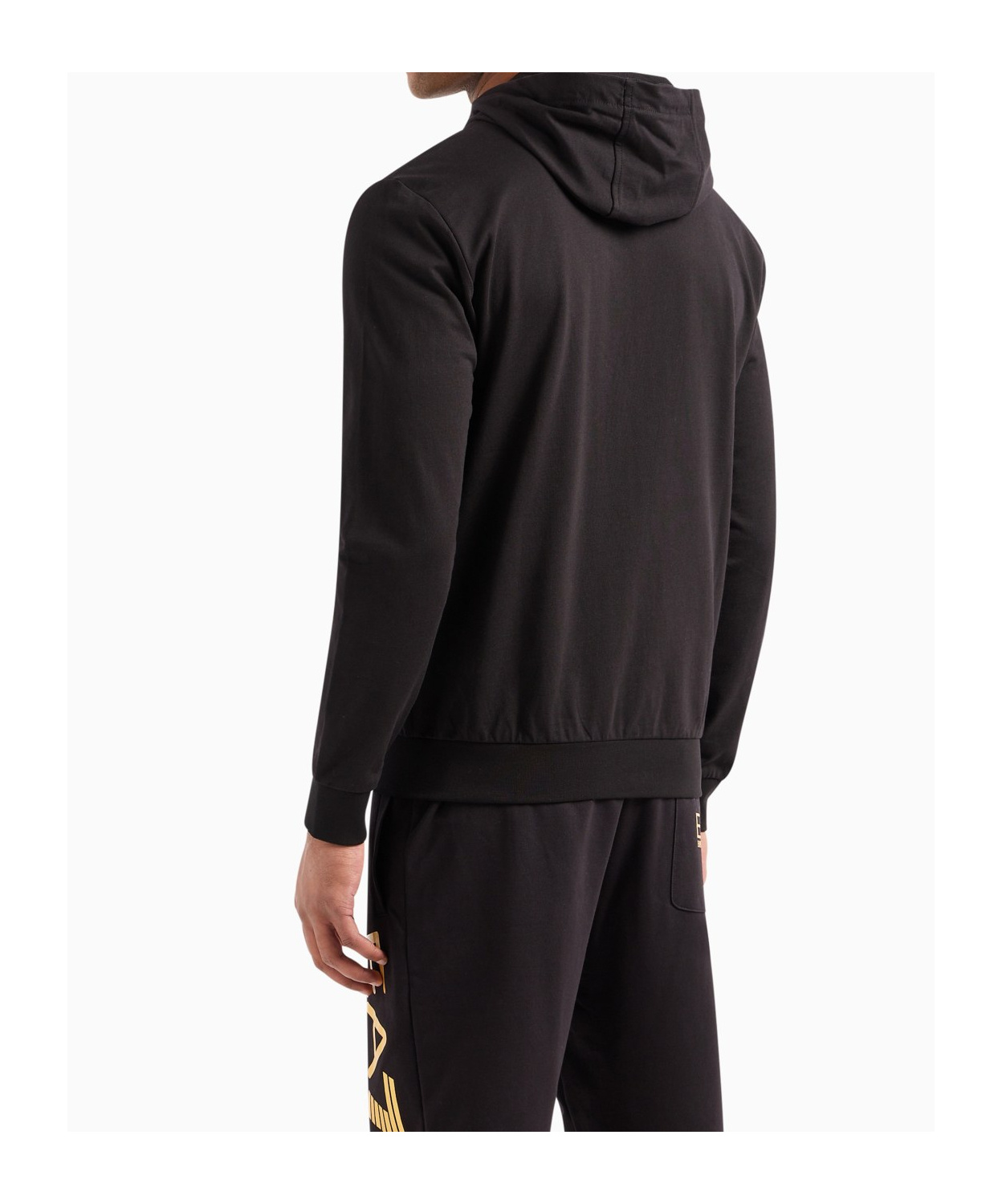 Ea7 Logo Series Sweatshirt Mit Kapuze Aus Baumwollmischgewebe In Black