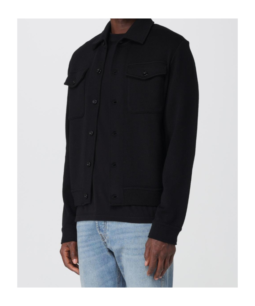 Lardini Textured Wool Knit Jacket With Button Fastening And Flap Pockets In Black