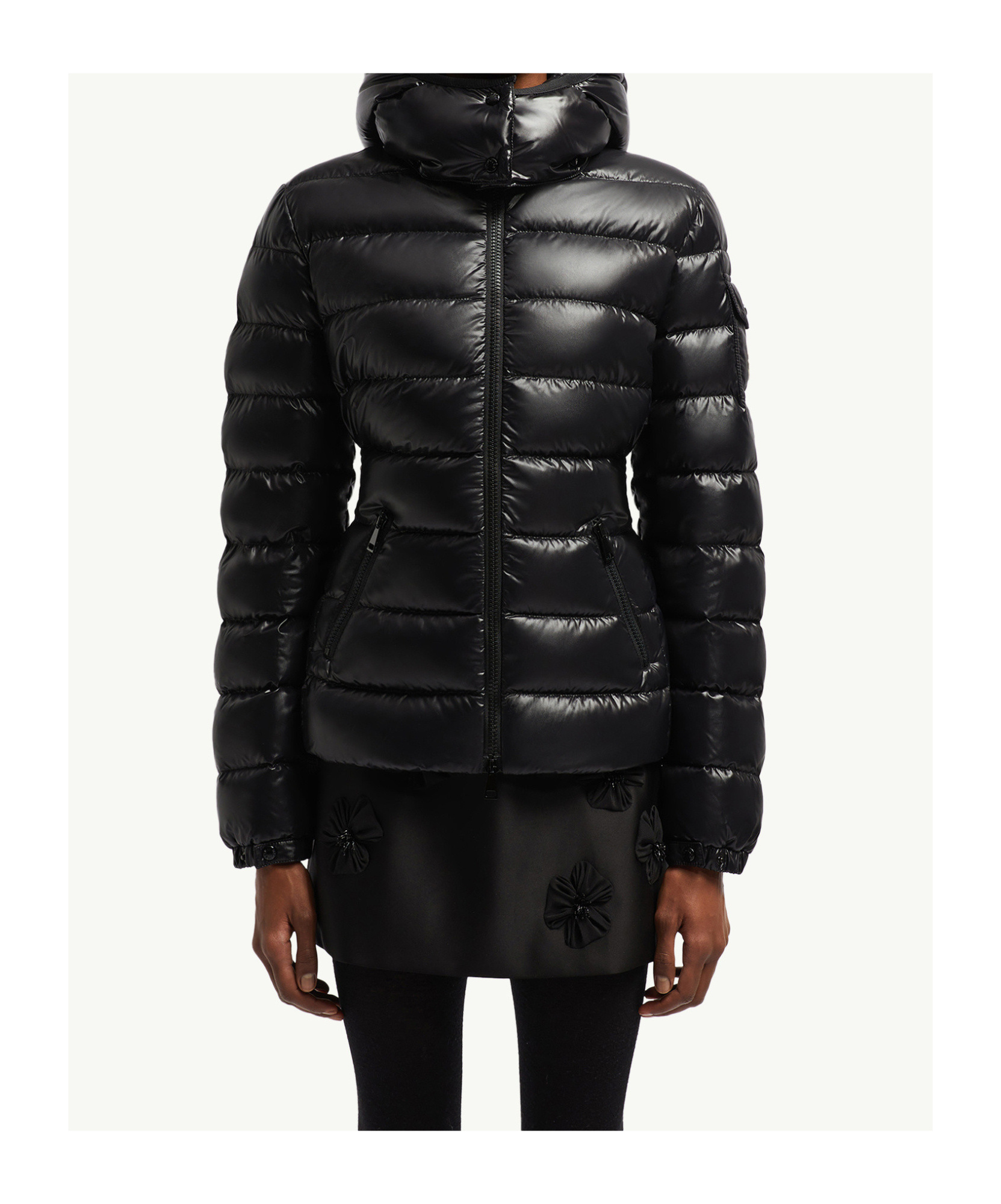 Moncler Bady Hooded Short Down Jacket In Black