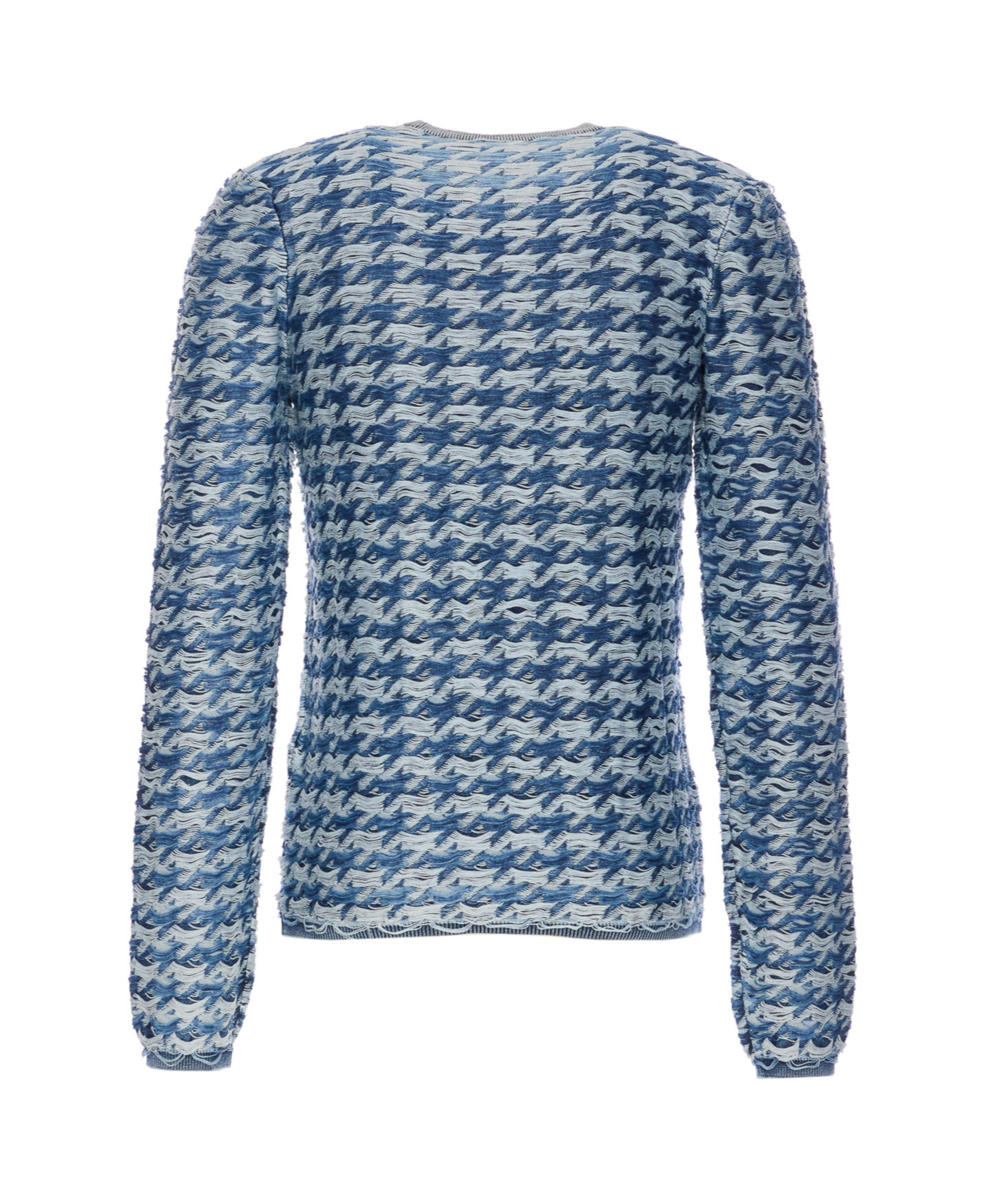 Diesel Crewneck Houndstooth Pattern Sweater In Blue