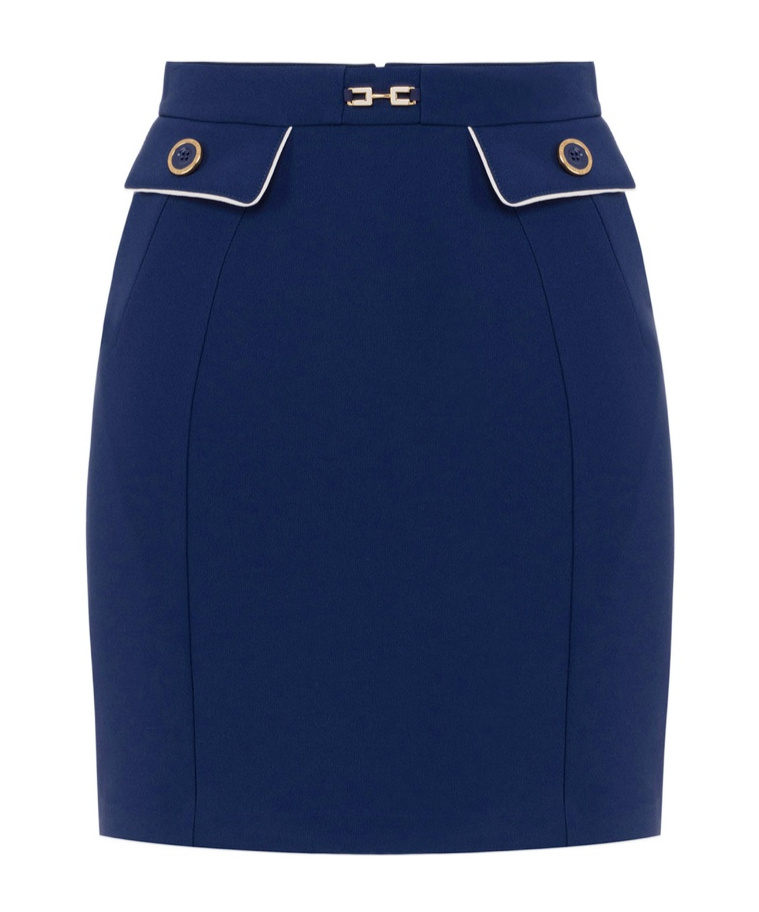 Elisabetta Franchi Horse-collar Button-down Skirt In Blue