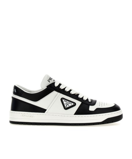 Prada Downtown Sneaker Aus Perforiertem Leder In White