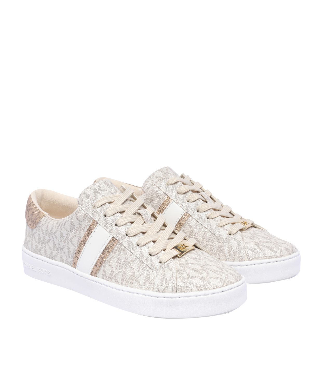 Michael Michael Kors Monogram-print Round-toe Sneakers In White