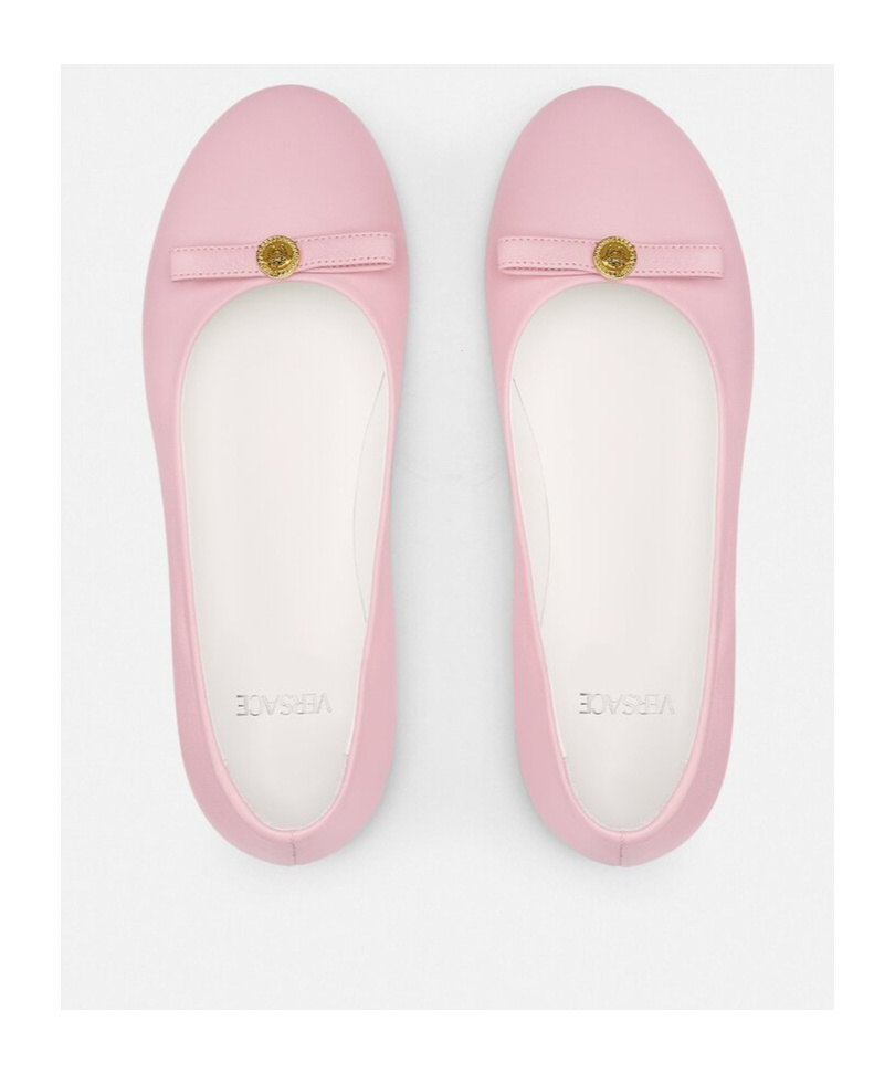 Versace Round Toe Ballet Shoes In Pink
