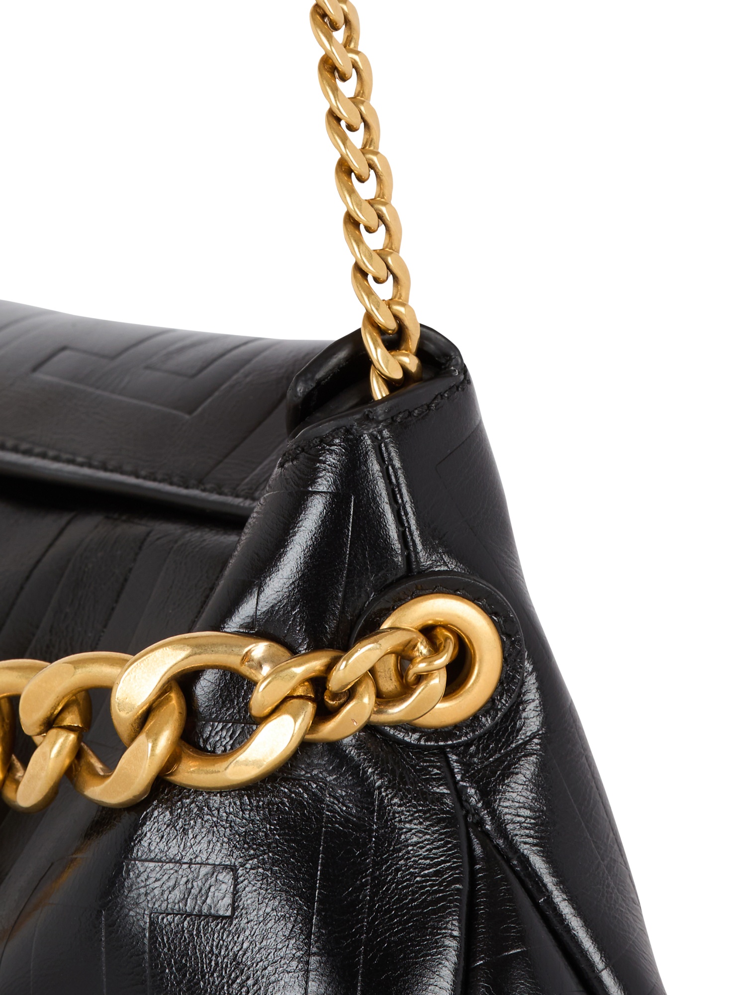 Shop Balmain 1945 Soft Clutch In Crinkled Calfskin Leather In Black