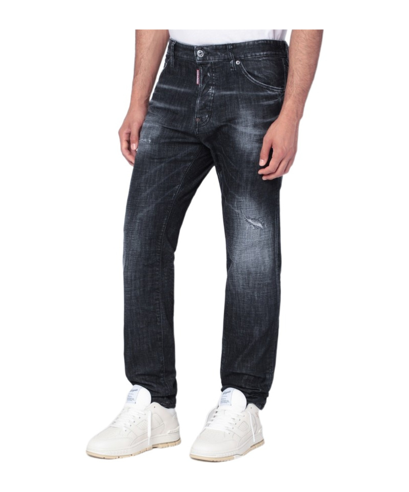 Dsquared2 Black Stretch Denim Cool Guy Jeans In Blue