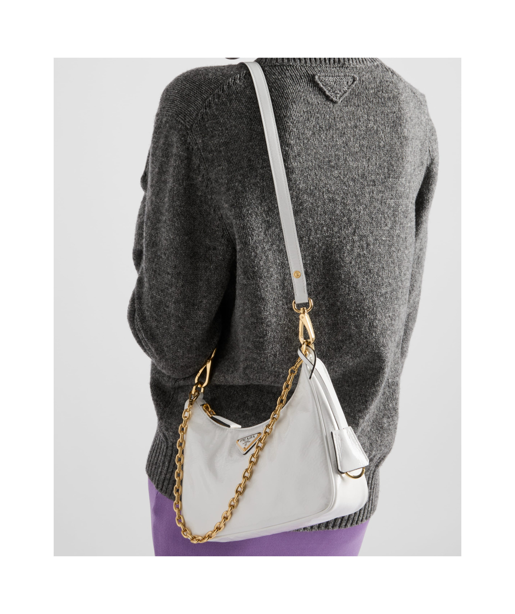 Prada Re-edition Naplak Patent Leather Mini-bag In White