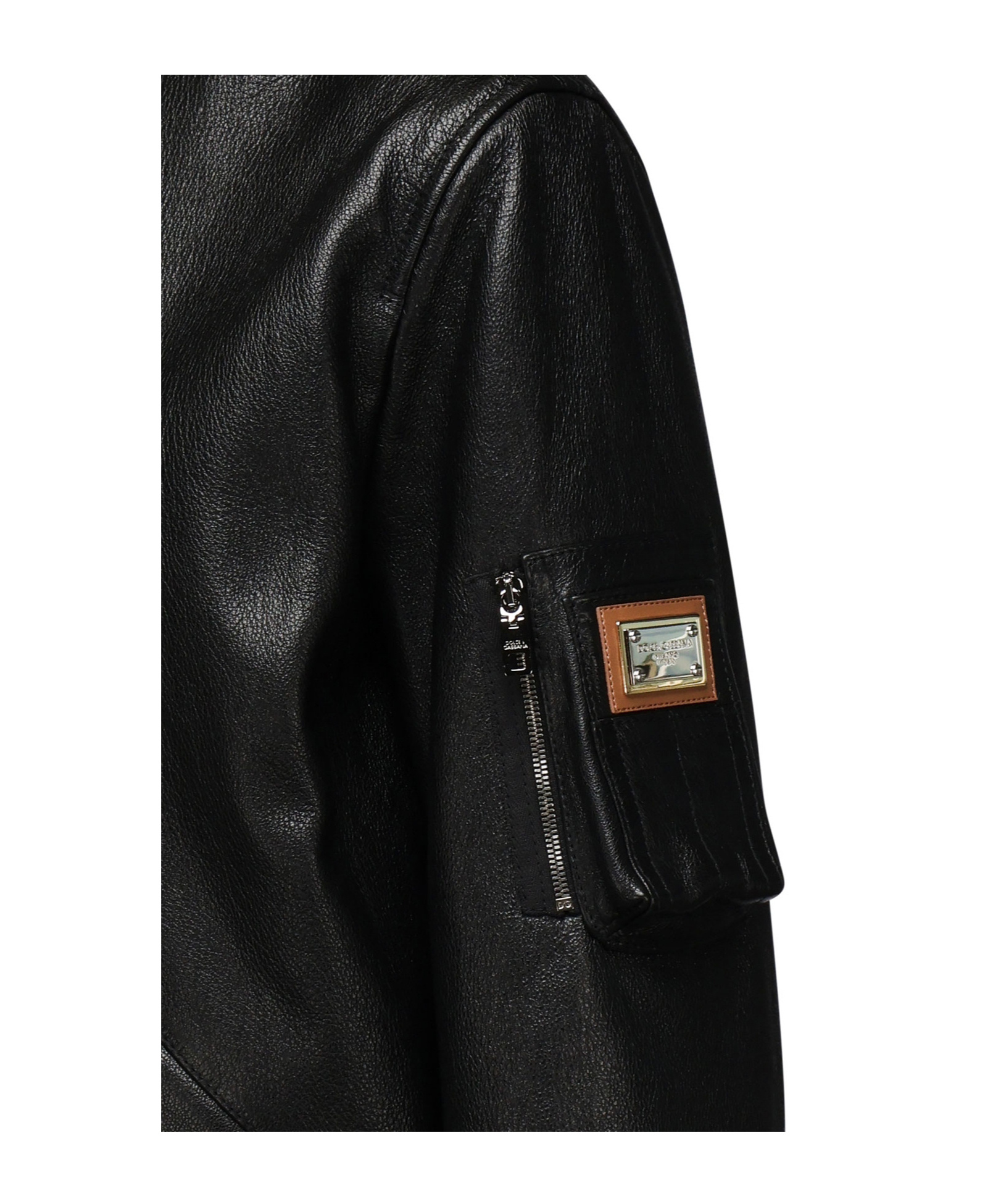 Dolce & Gabbana Zip Front Jacket With Ribbed Cuffs In Black