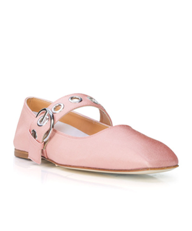 Aeyde Uma Eyelet Grosgrain Coral Ballet Flats In Pink