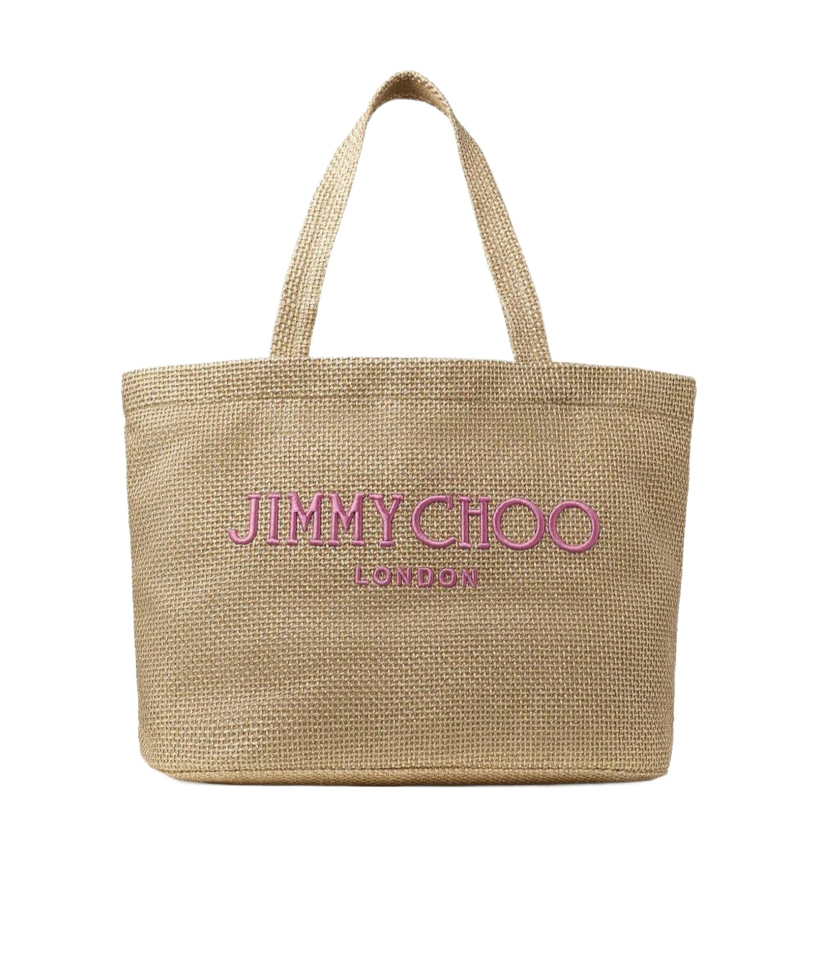 Jimmy Choo Rectangular Woven Texture Tote Bag Dual Handles In Nude