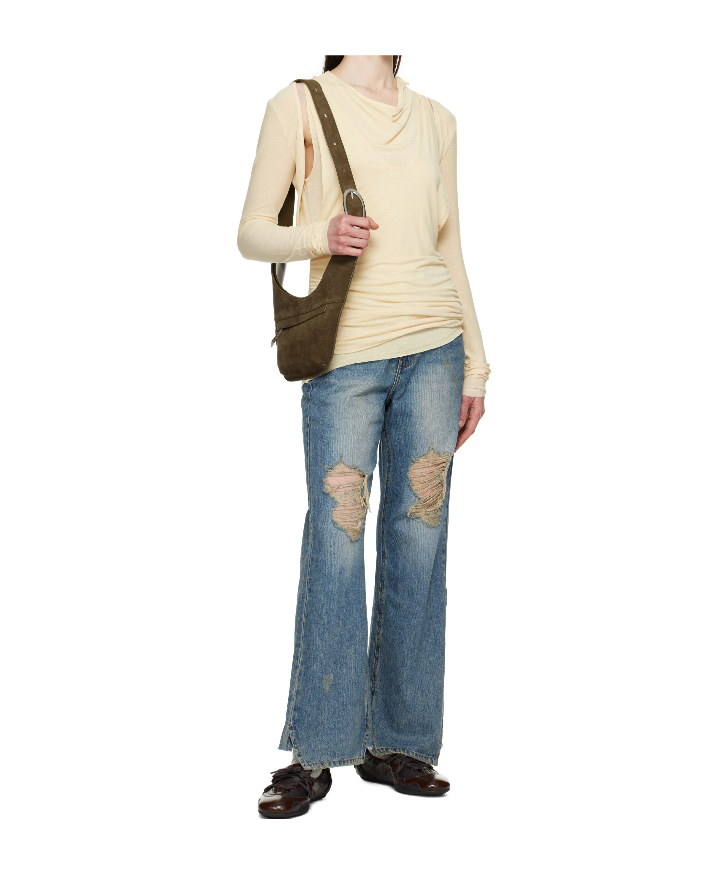 Open Yy Convertible Bolero T-shirt In Neutral