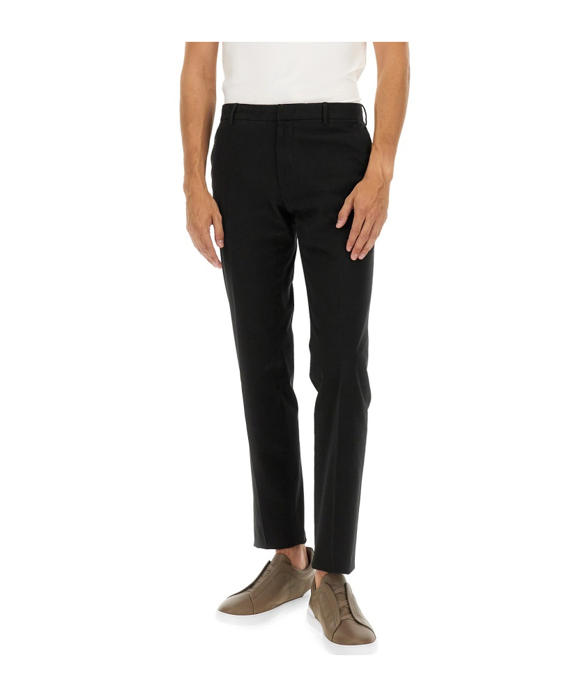 Zegna Belt Loop Casual Pants In Black