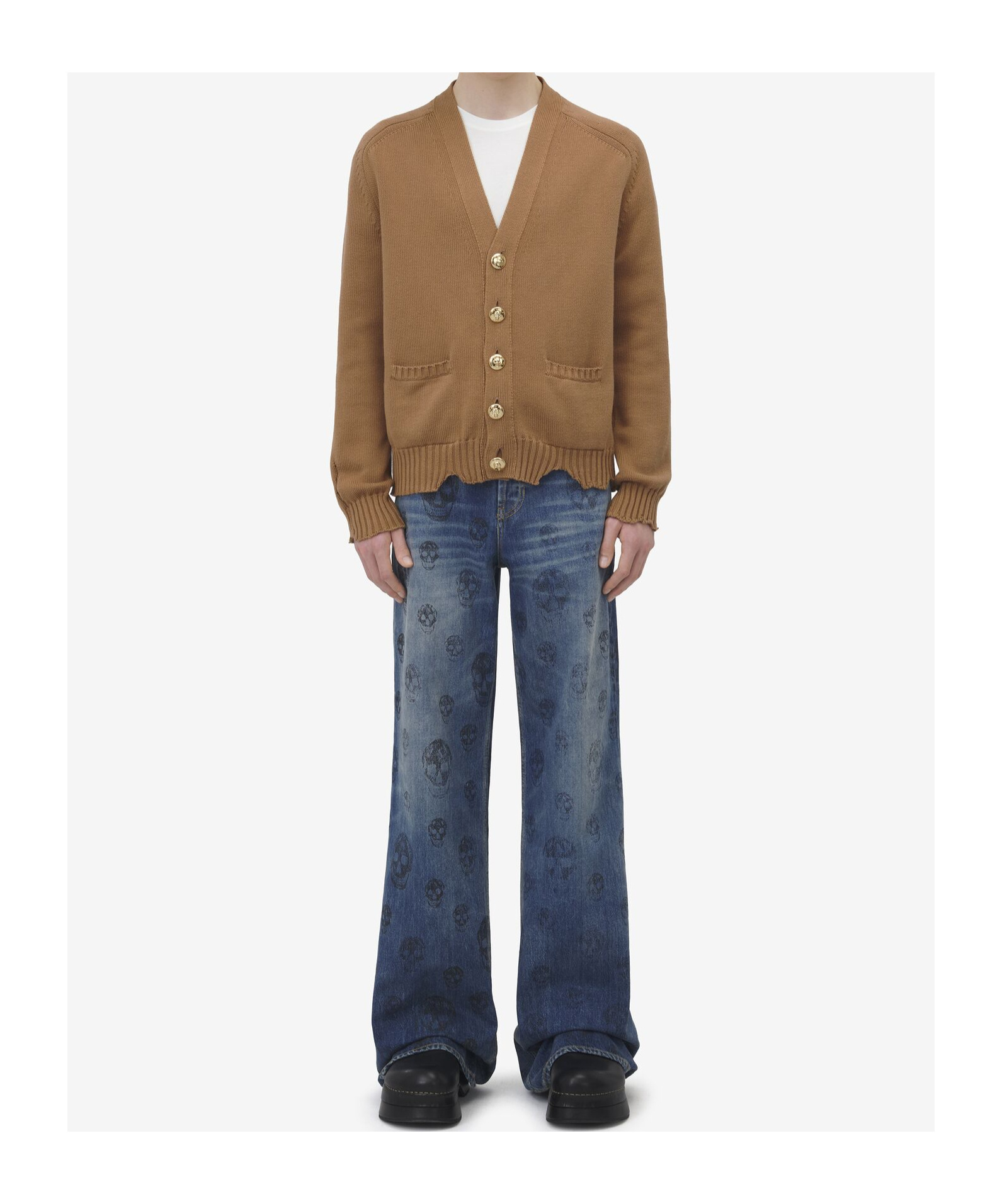 Alexander Mcqueen Imitation Old Skeleton Cardigan In Brown