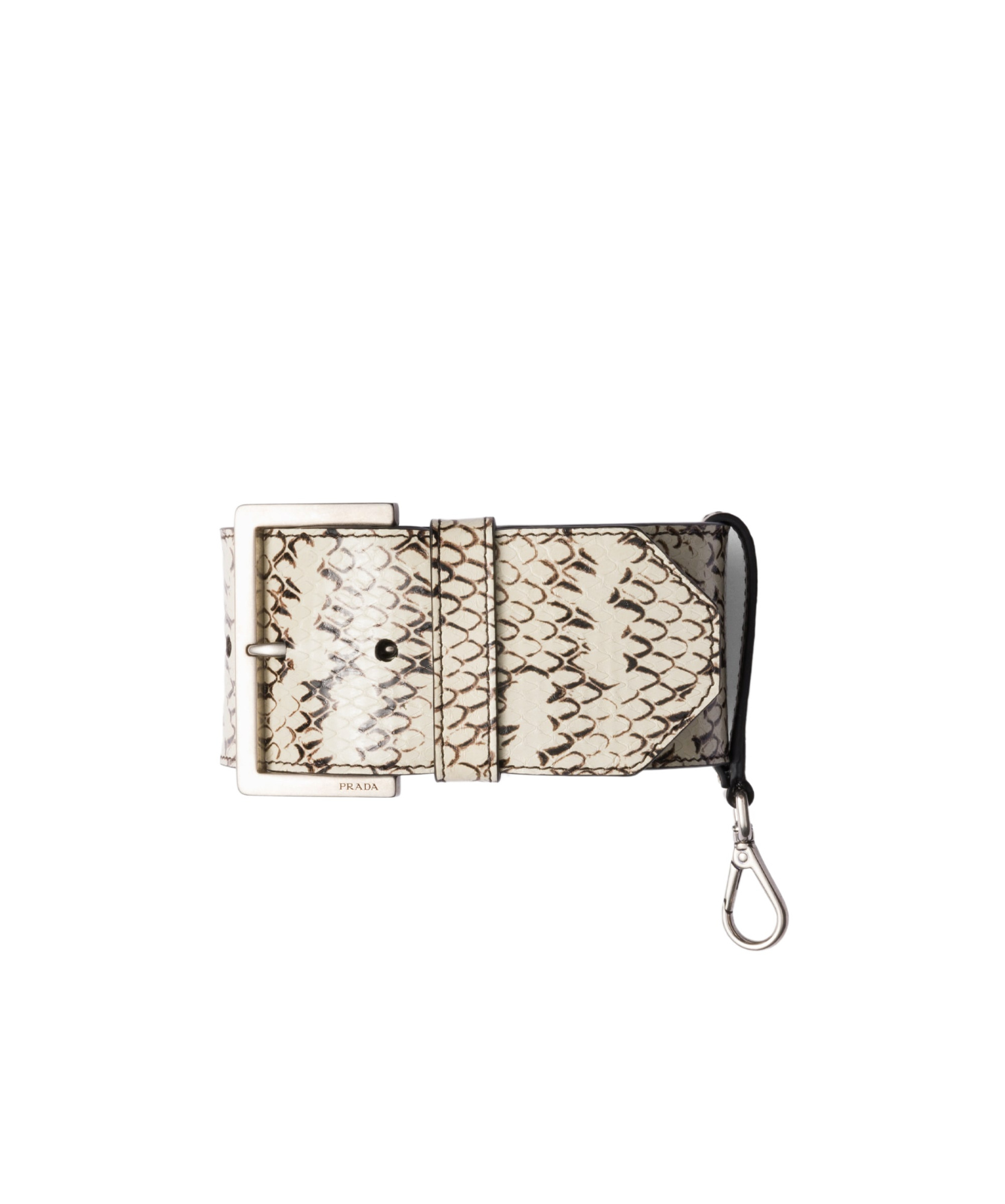 Prada Ayers Leather Wrist Strap In Stone Grey