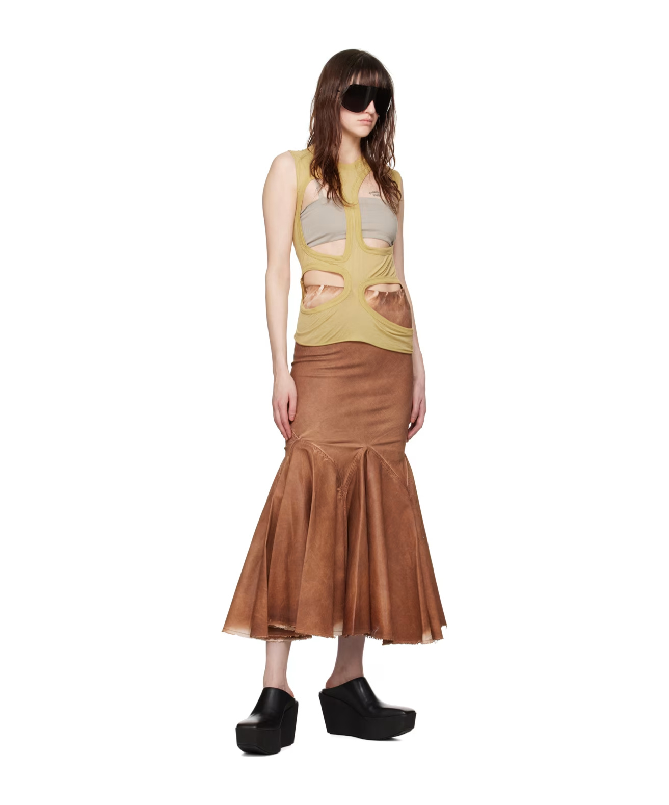 Rick Owens Drkshdw Yellow Membrane I Tank Top In Brown