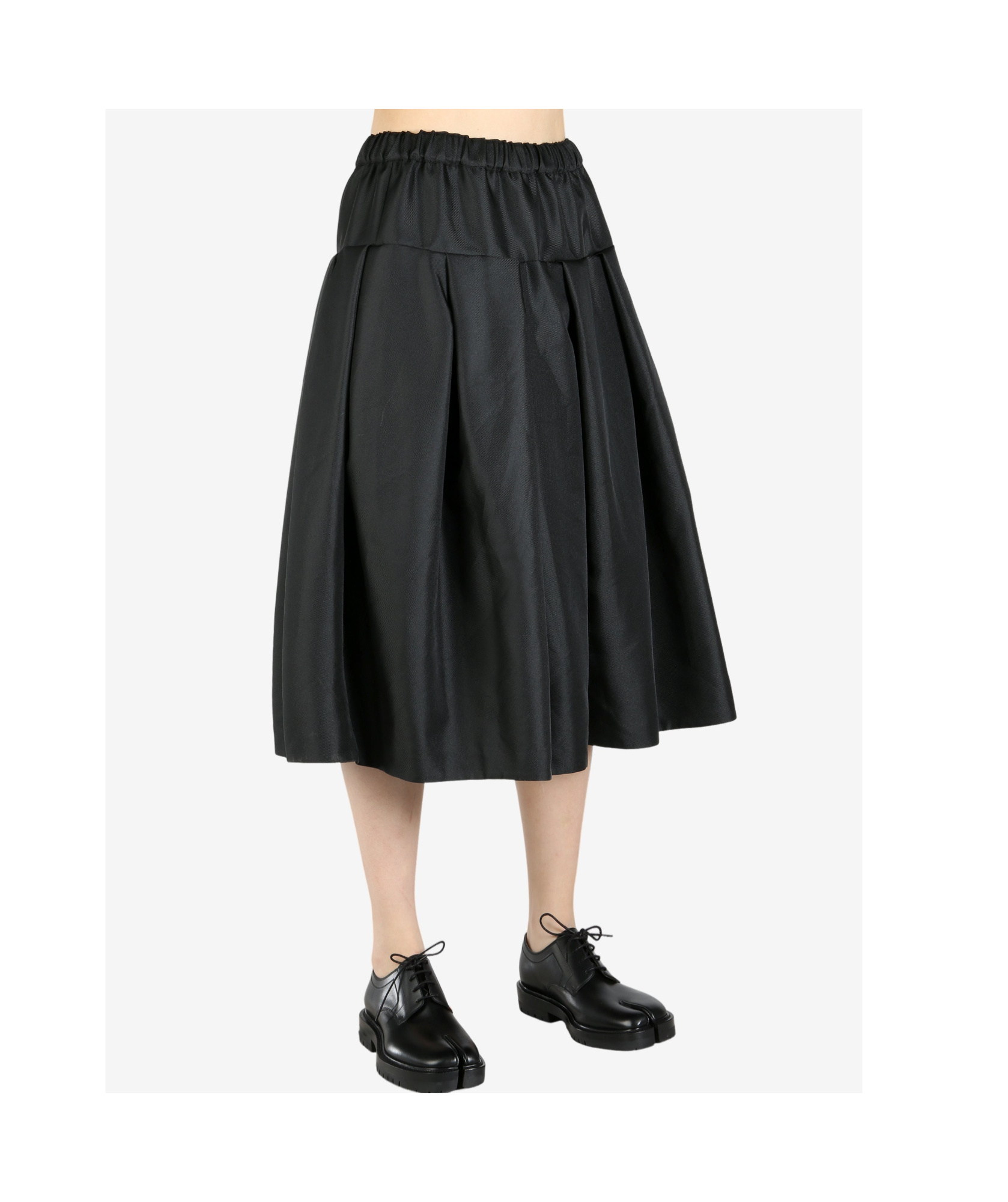 Comme Des Garçons Heavy Satin Curve Seam Skirt In Black