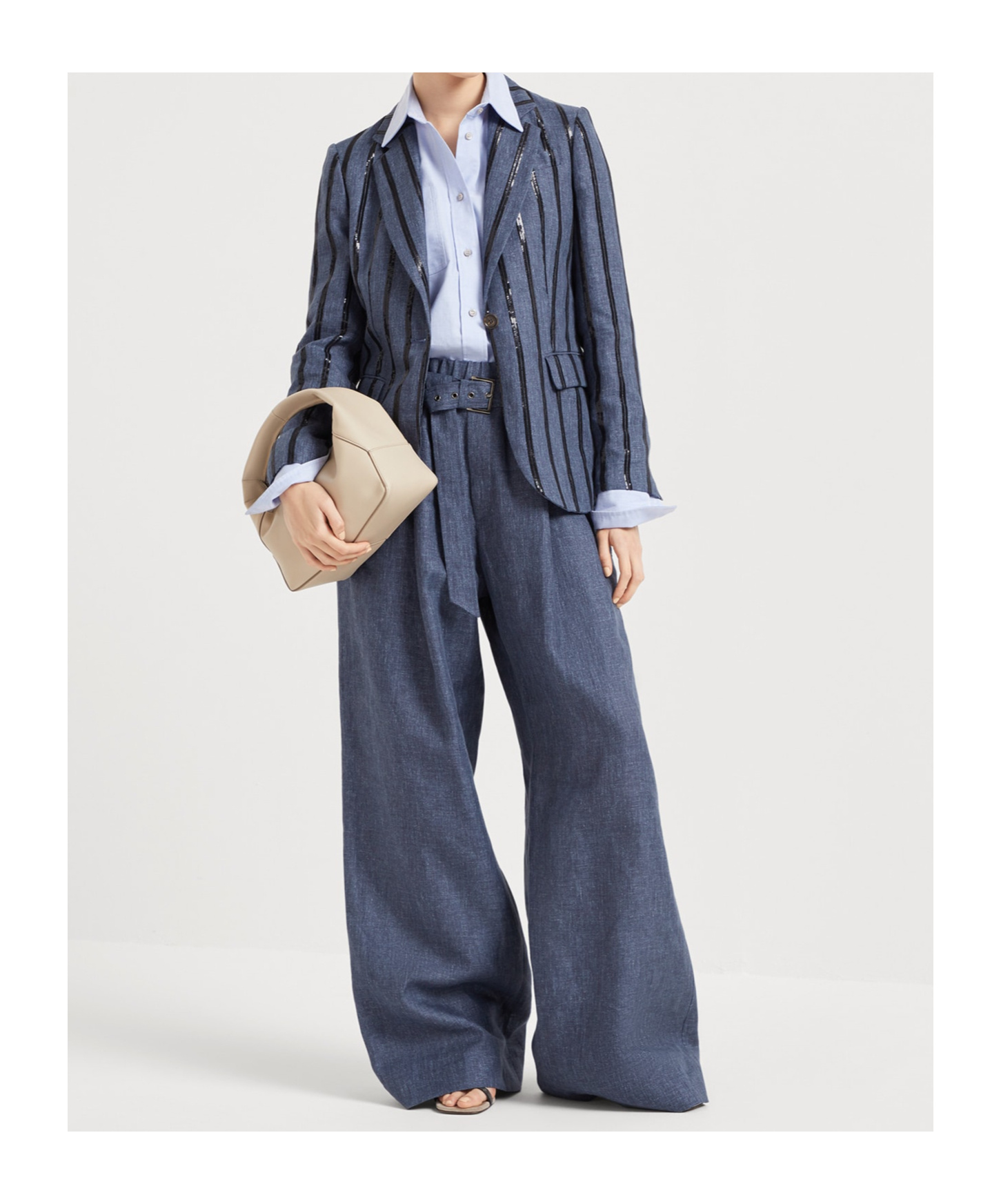 Brunello Cucinelli Elastic Strap Casual Pants In Blue