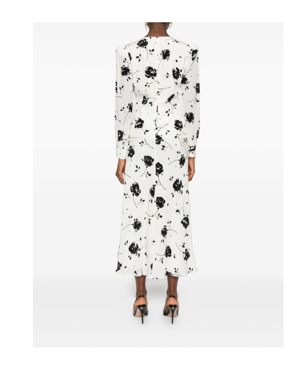 Alessandra Rich Embellished Pleated Floral-print Silk Crepe De Chine Midi Dress In White