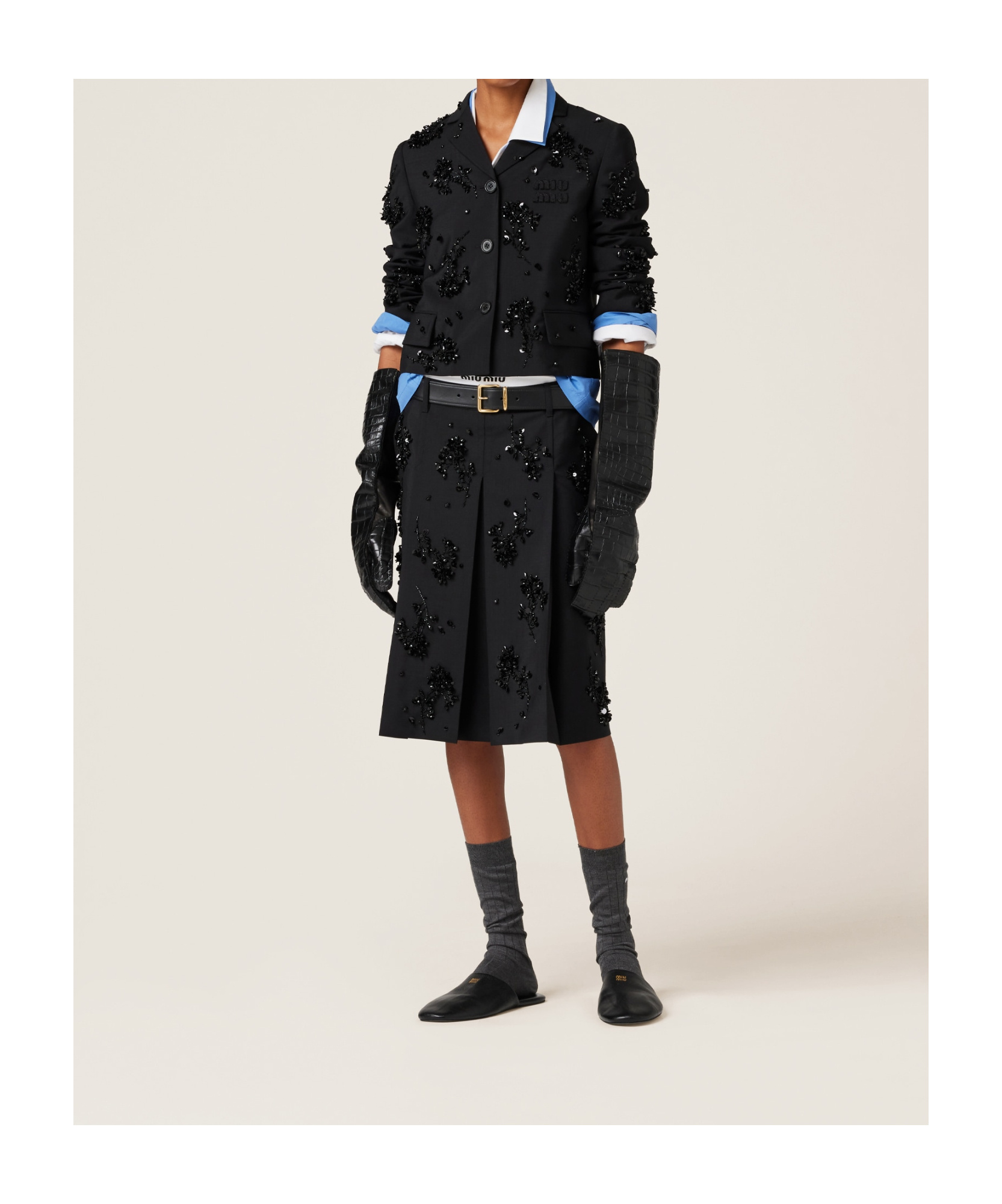Miu Miu Single-row Wool Jacket In Black