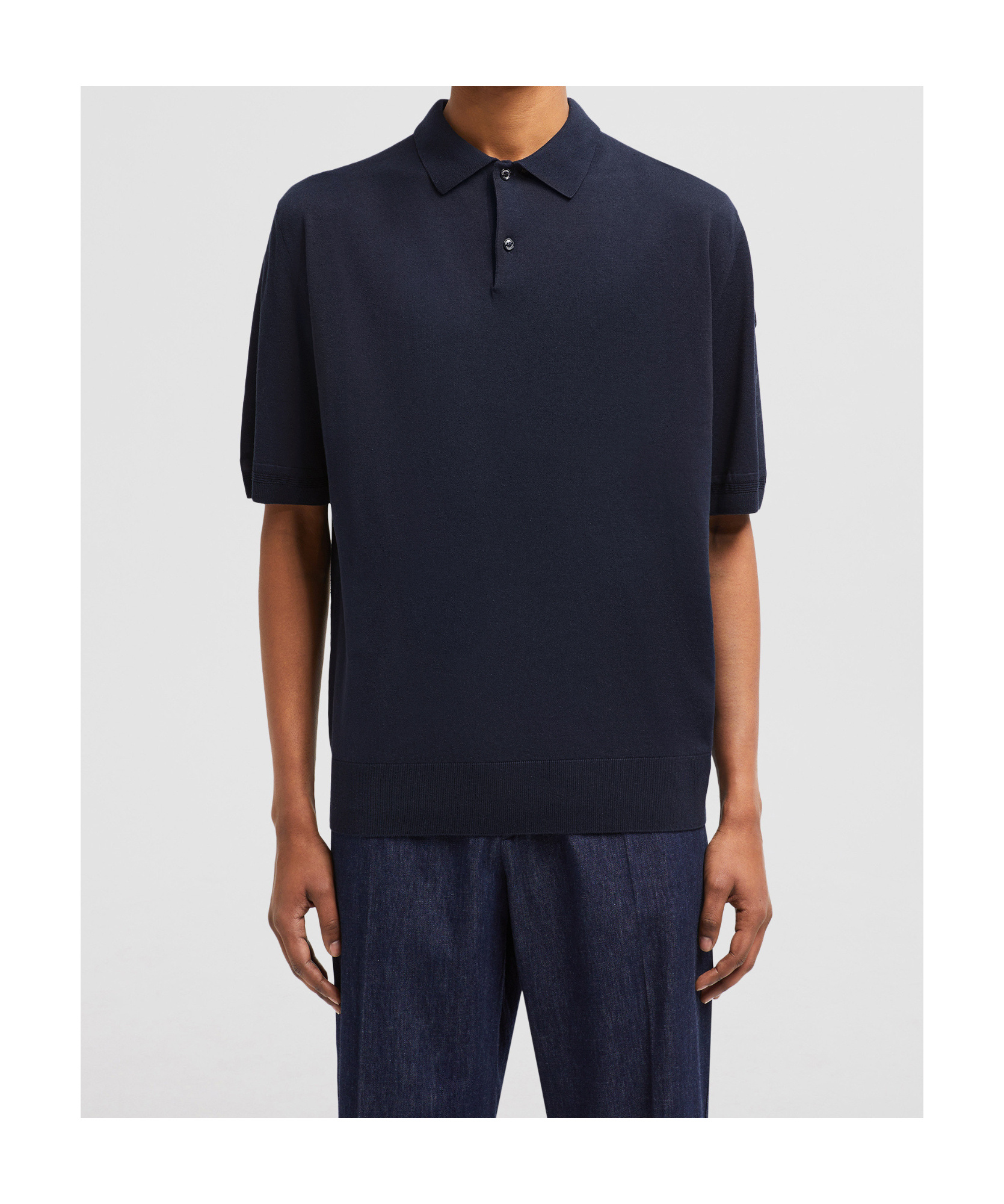 Moncler Short-sleeved Polo Shirt In Blue