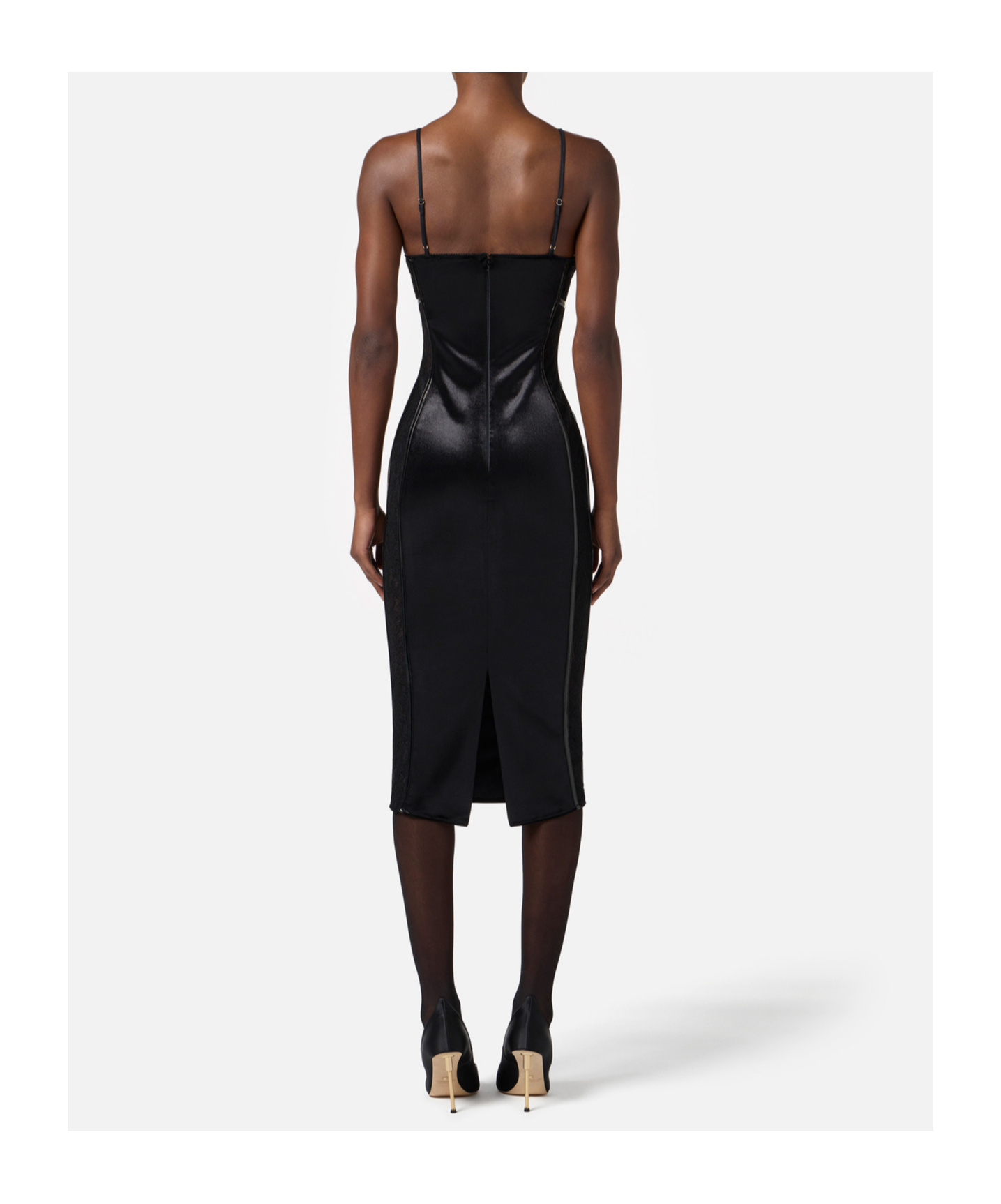 Elisabetta Franchi Dress In Velvet And Floral Lace Fabrics In White