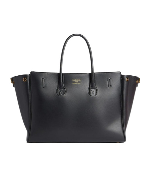 Balenciaga Women Black Leather Medium Carry All Bel Air Shopping Bag In Black
