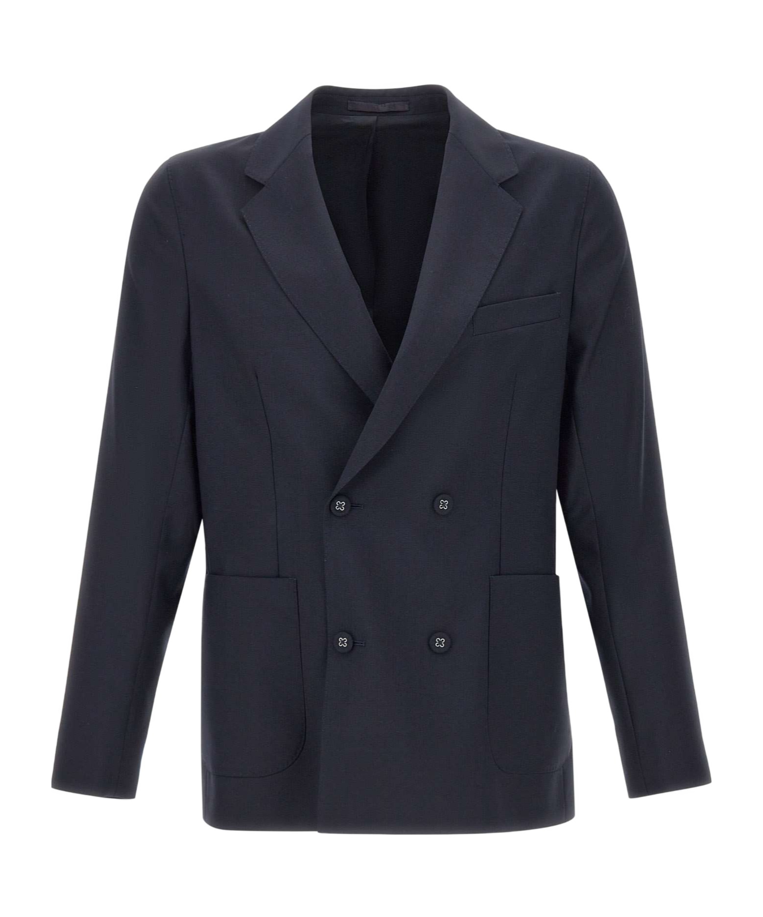 Officine Generale Double Breasted Four Buttons Jacket In Dark Navy