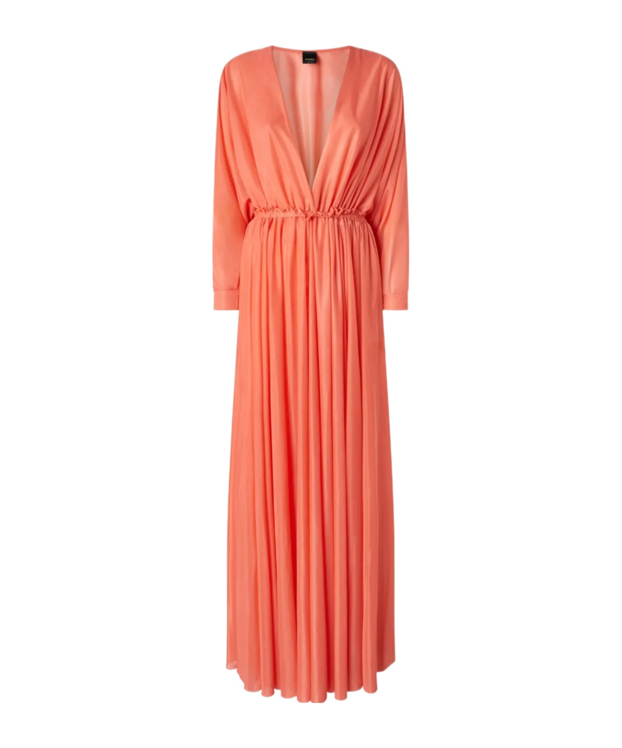 Pinko Orange Long Dress With Deep V-neck And Cut-out On The Back In Tech Fabric Woman In Pink