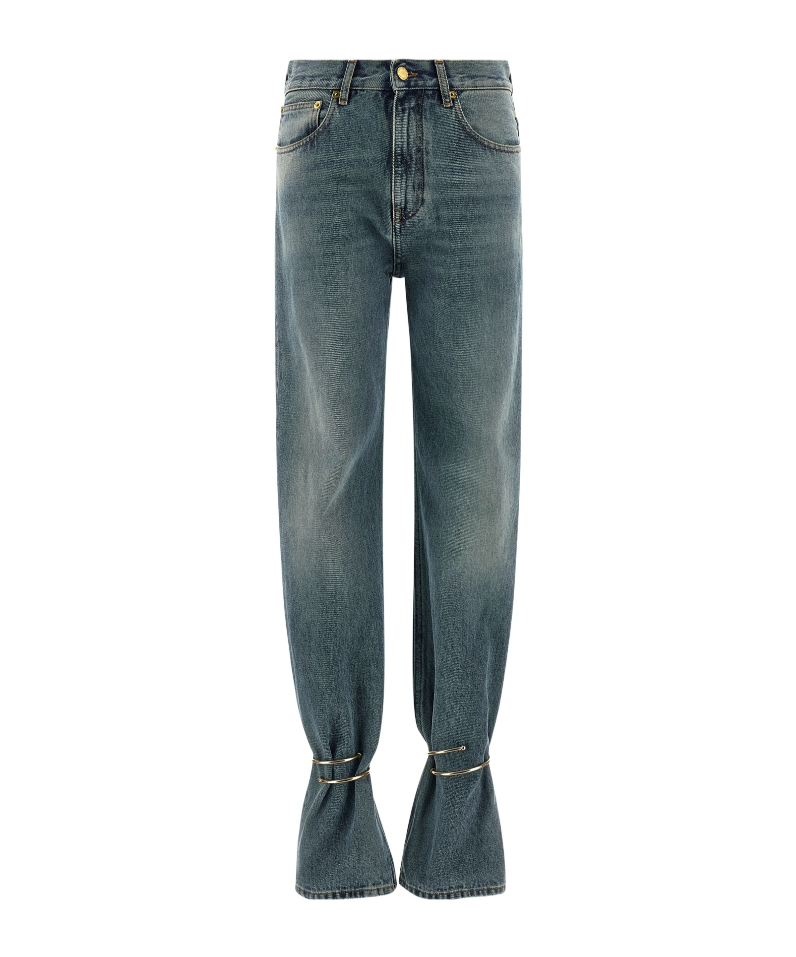 Darkpark Flared Hem Adjustable Jeans Pockets In Blue