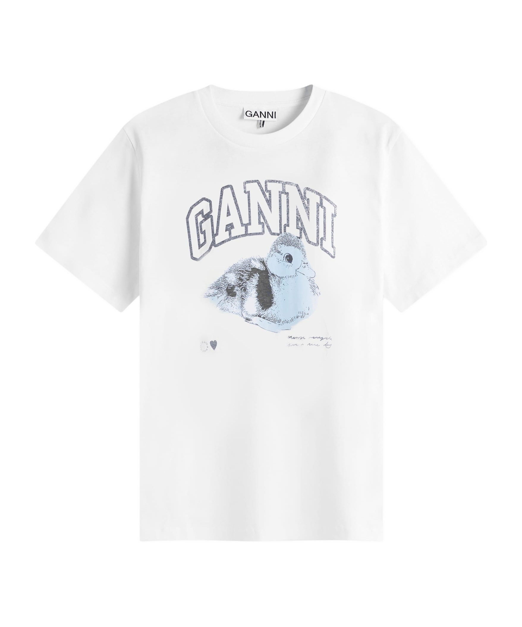 Ganni Basic Jersey Duckie Relaxed T-shirt In White