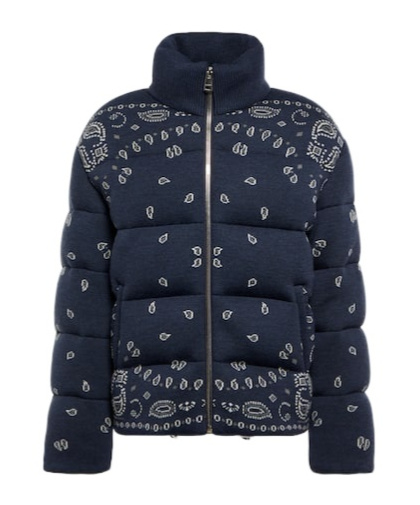 Alanui Bandana Jacquard Wool Puffer Jacket In Black