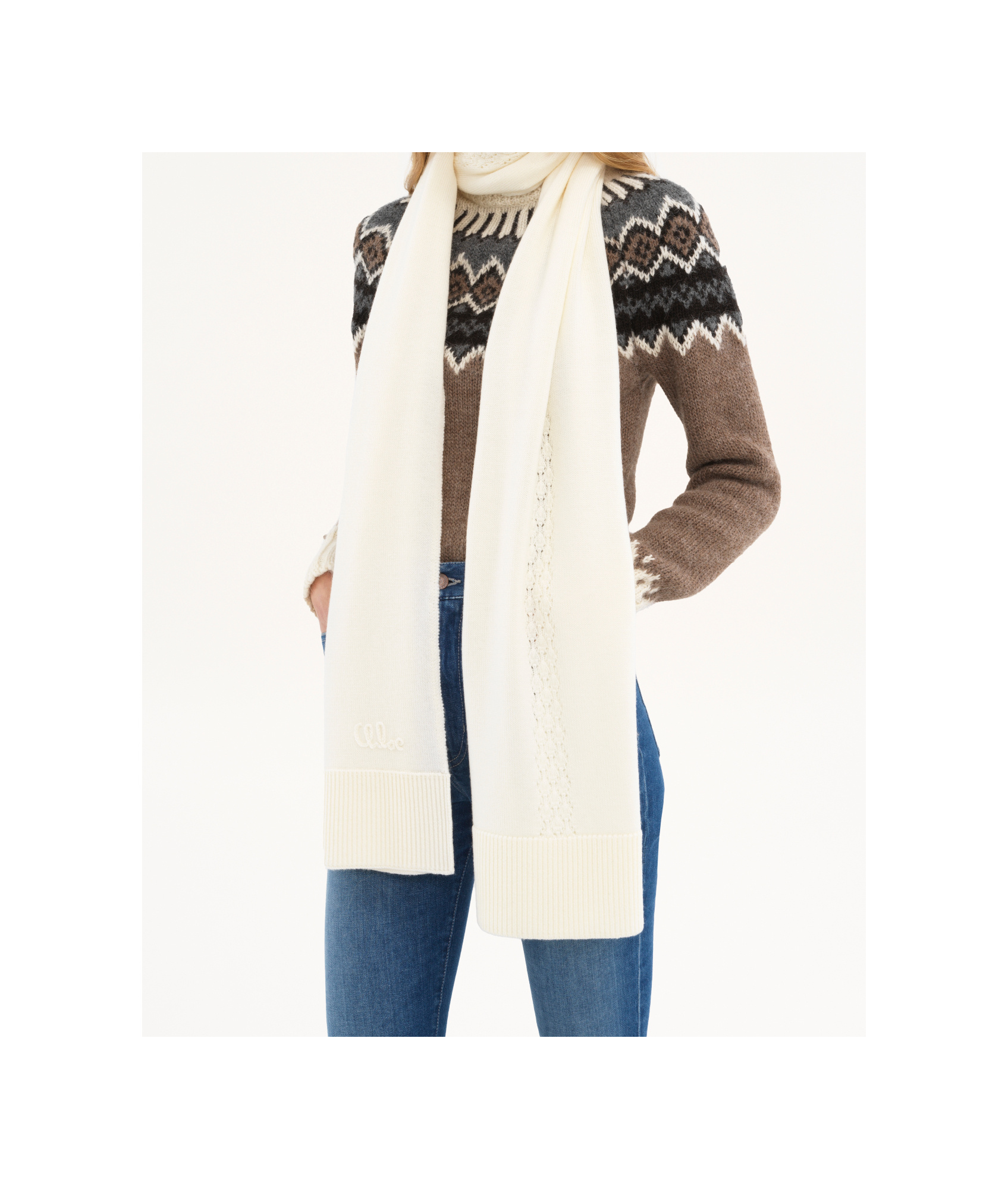 Chloé Jacquard Scarf In White
