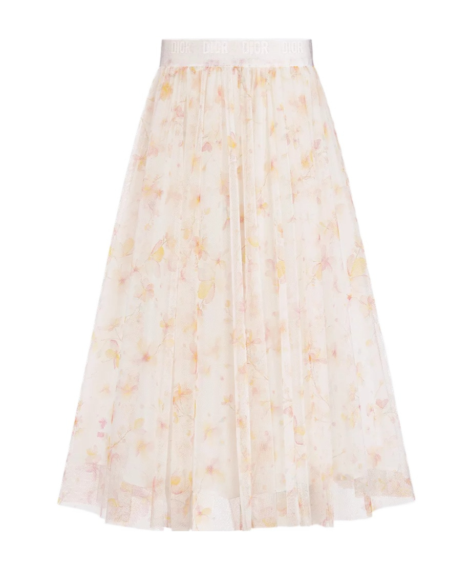 Dior Elastic Waist Skirt In White