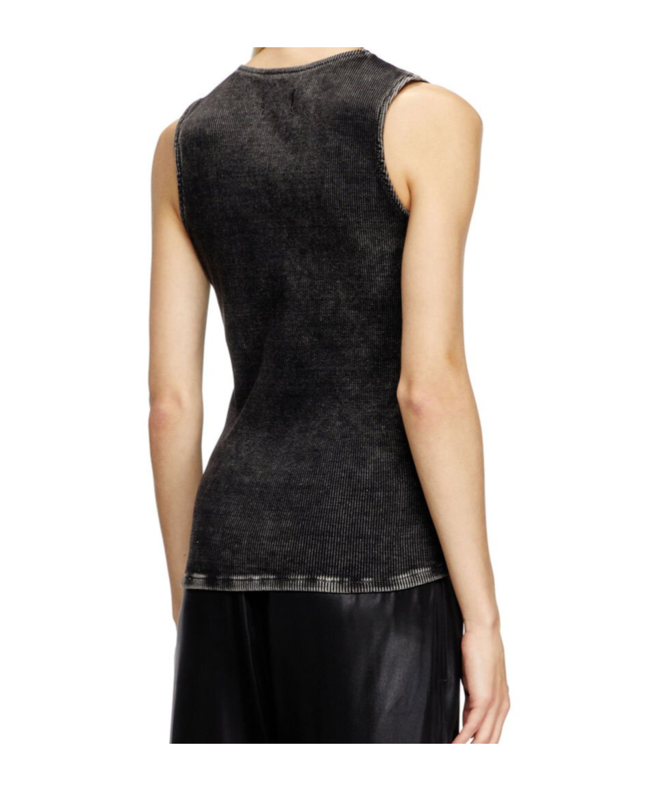 Diesel Zipped Top In Denim And Corduroy In Black