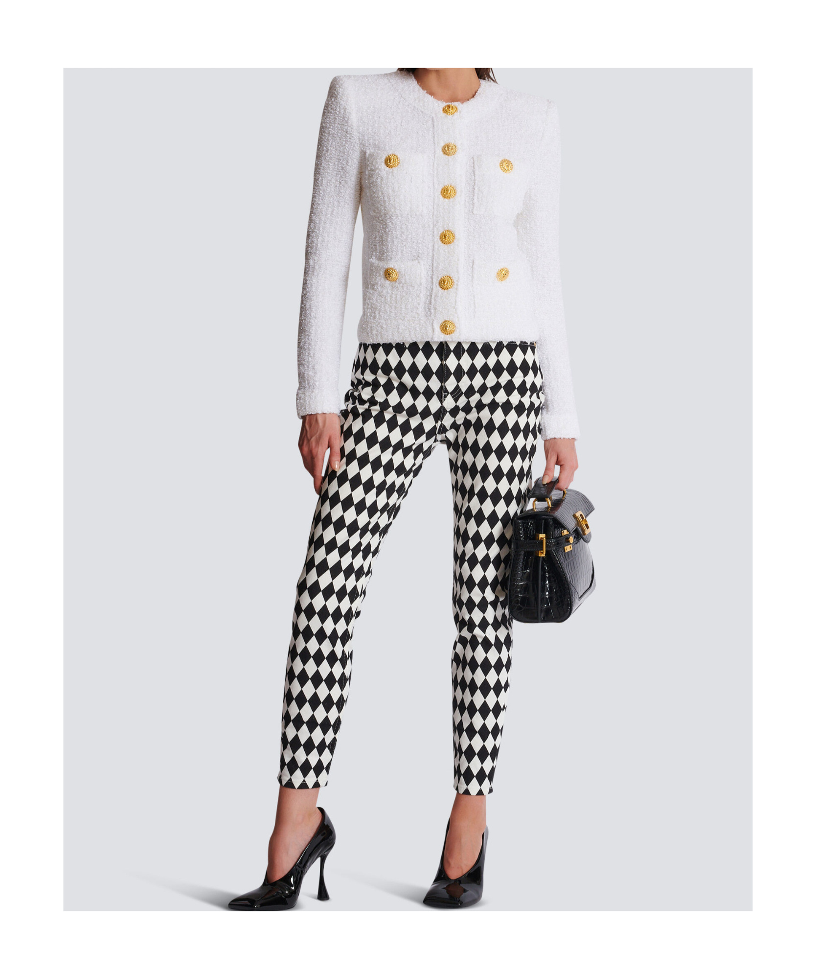 Balmain Tweed Jacket In White