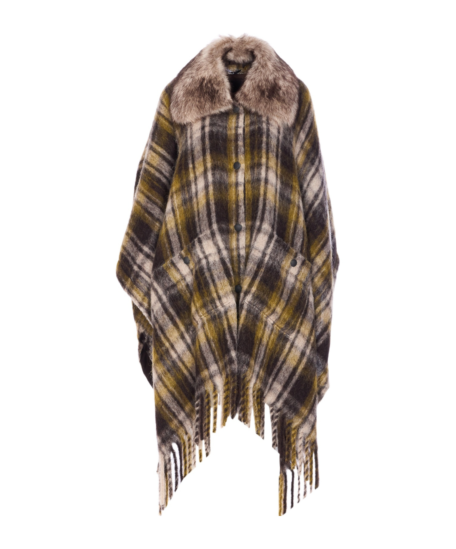 Moncler Fringed Cape In Multi