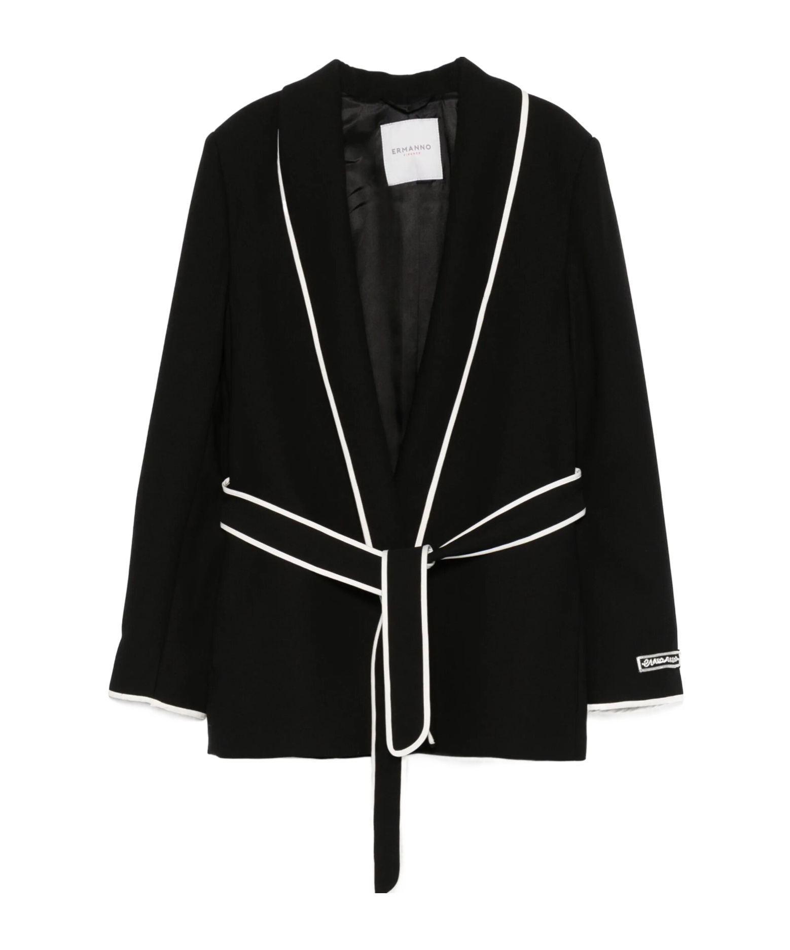 Ermanno Firenze Contrast-trim Blazer In Black
