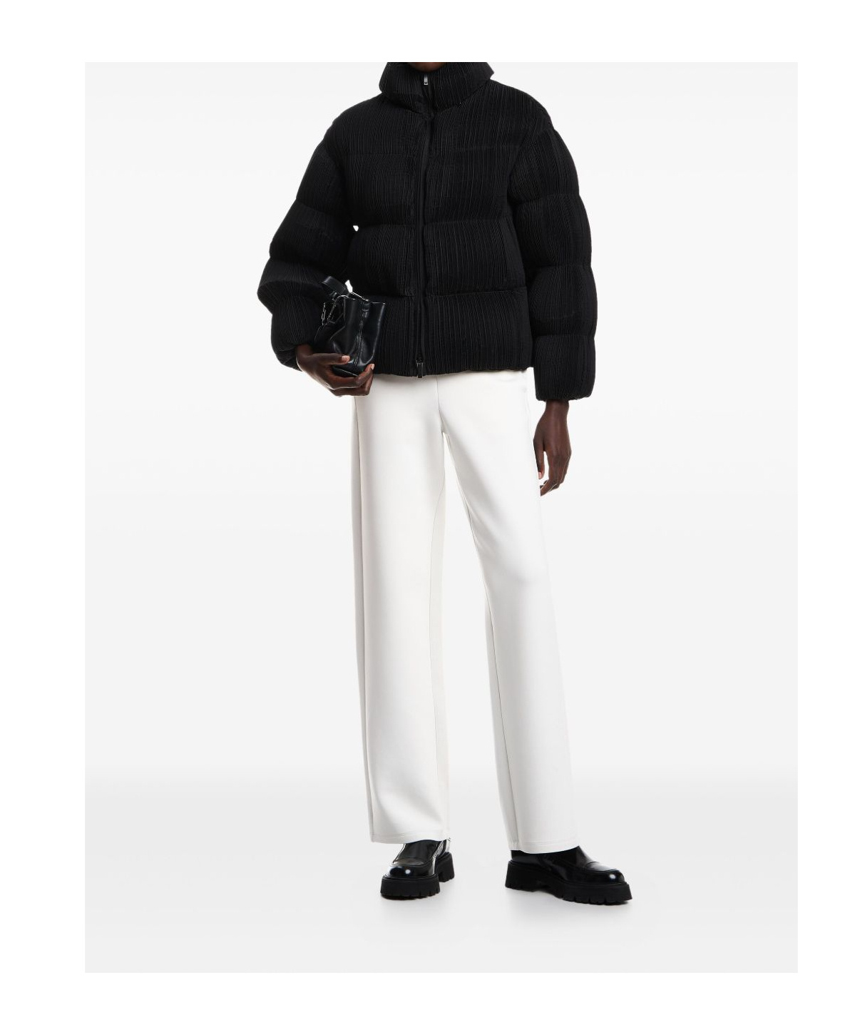 Emporio Armani Icon Trousers In Fluid Armure Fabric In White
