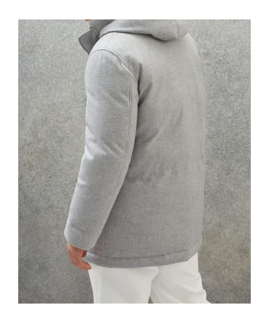 Brunello Cucinelli Hooded Down Jacket In Gray