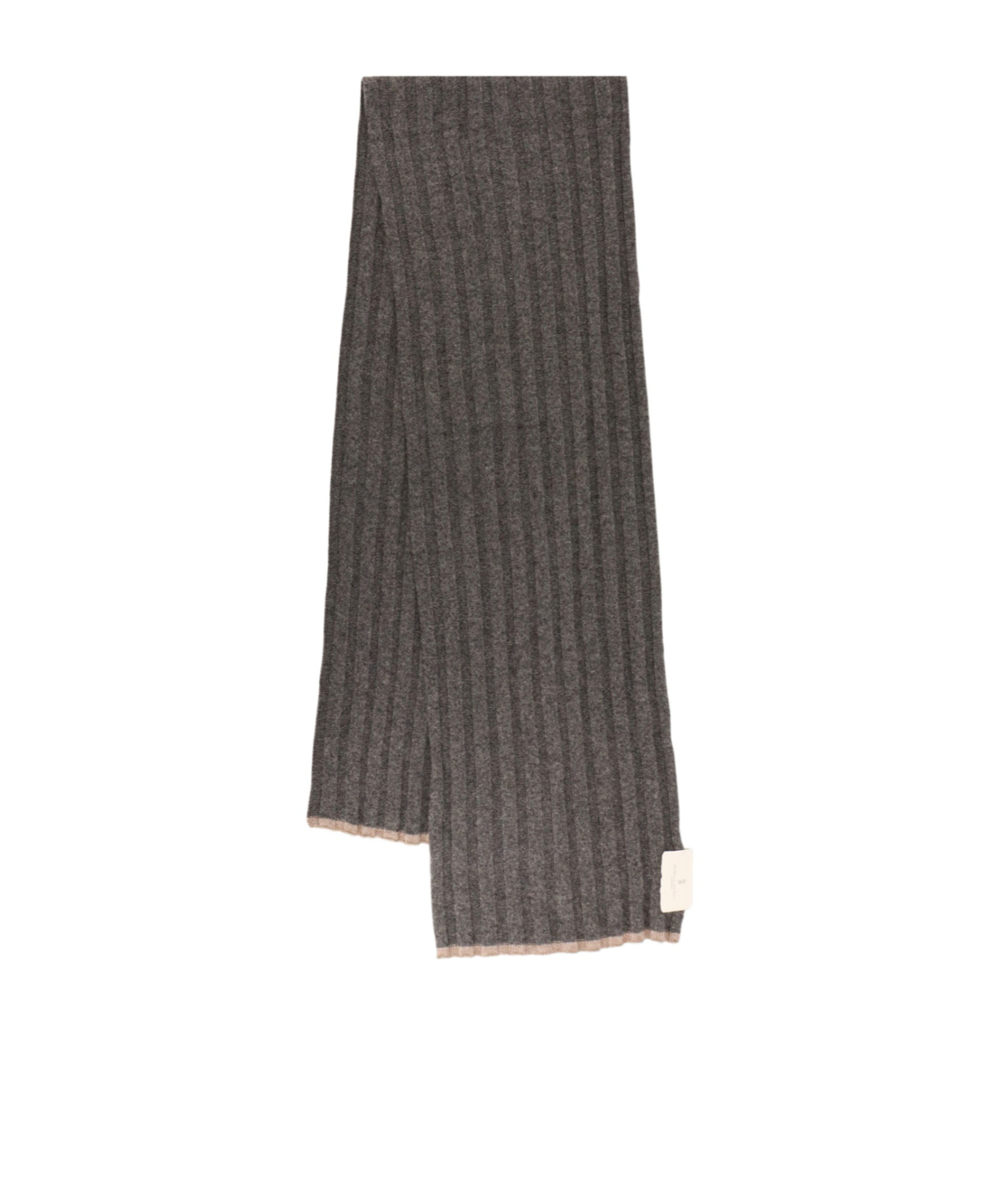Brunello Cucinelli Ribbed Cashmere Scarf Two-tone Profile In Gray