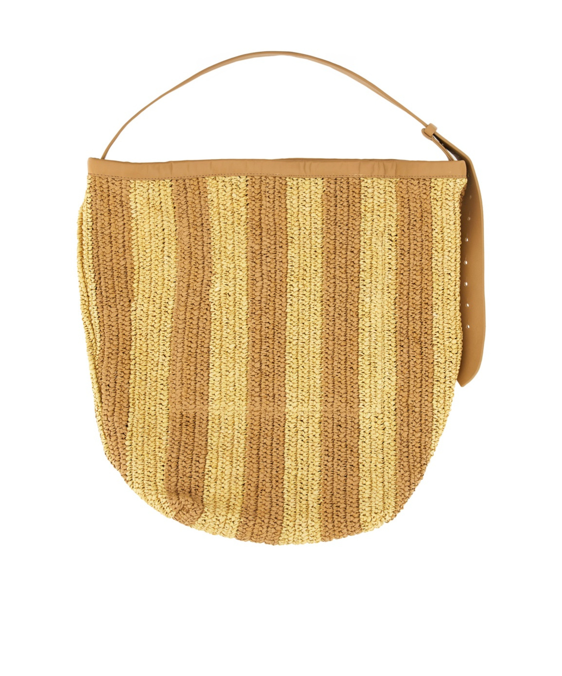 Alysi Textured Straw Bag With Leather Handle In Brown