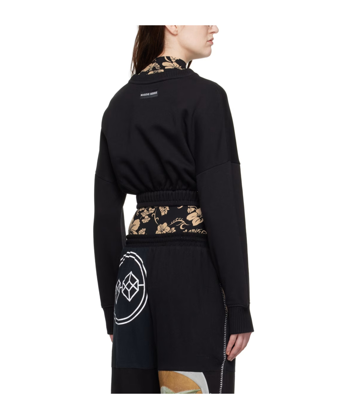 Marine Serre Cropped Pullover In Black