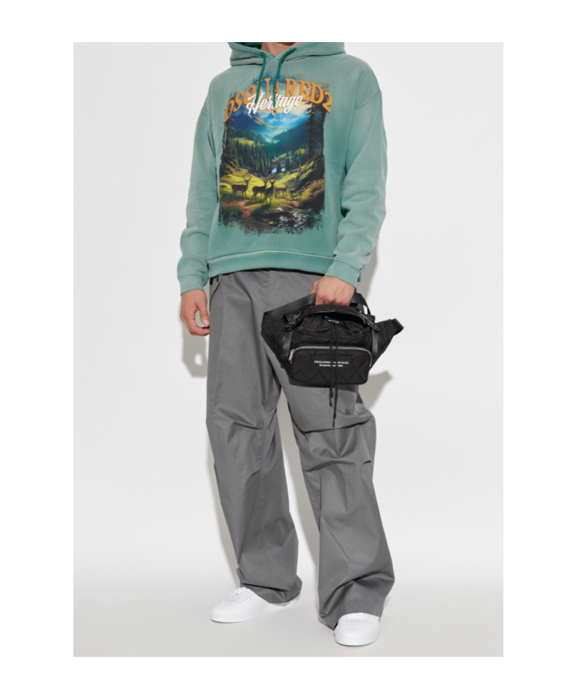 Dsquared2 Slouchy Hooded Sweater Graphic Print In Blue
