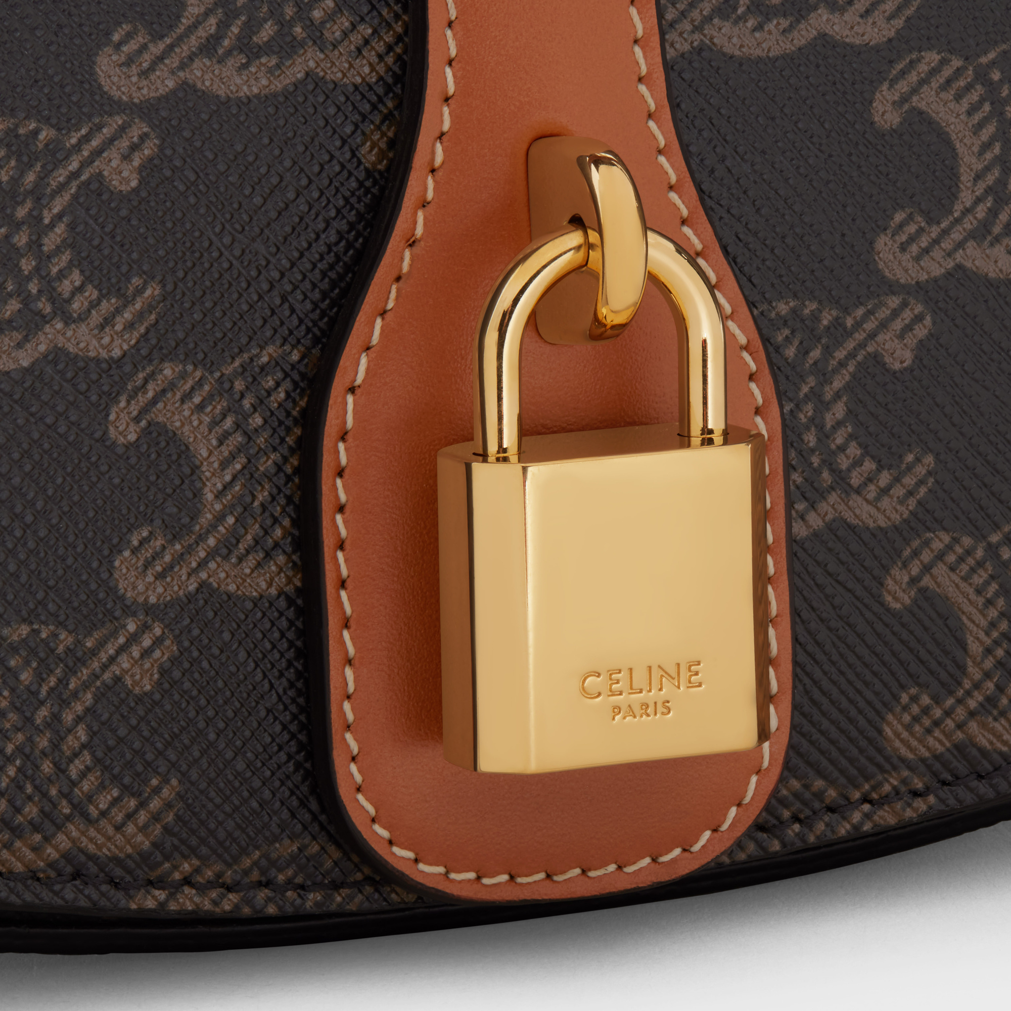 Celine Tabou Triomphe Canvas Logo-printed Shoulder Bag In Brown