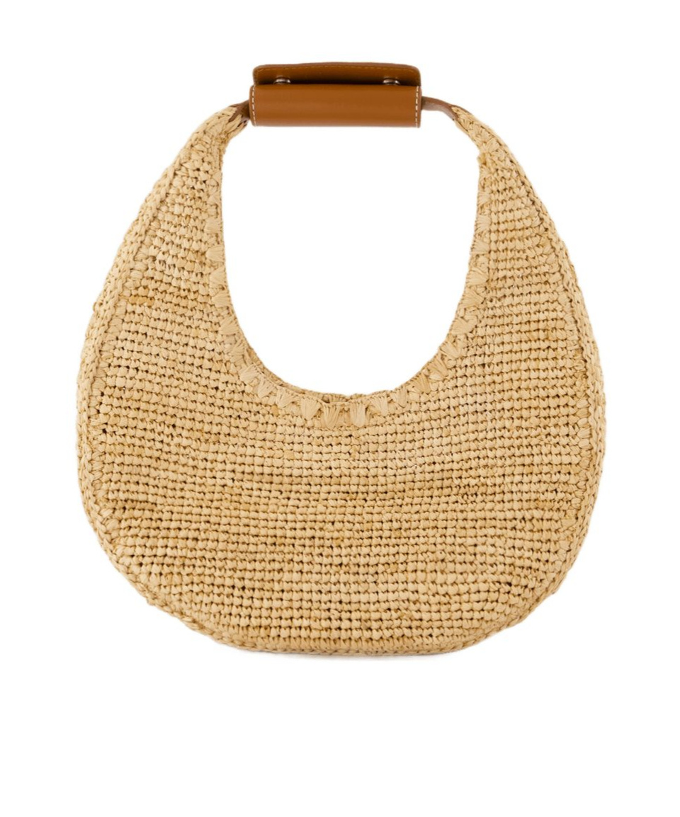 Staud Moon Raffia Tote Bag Shoulder Bags Beige In Brown