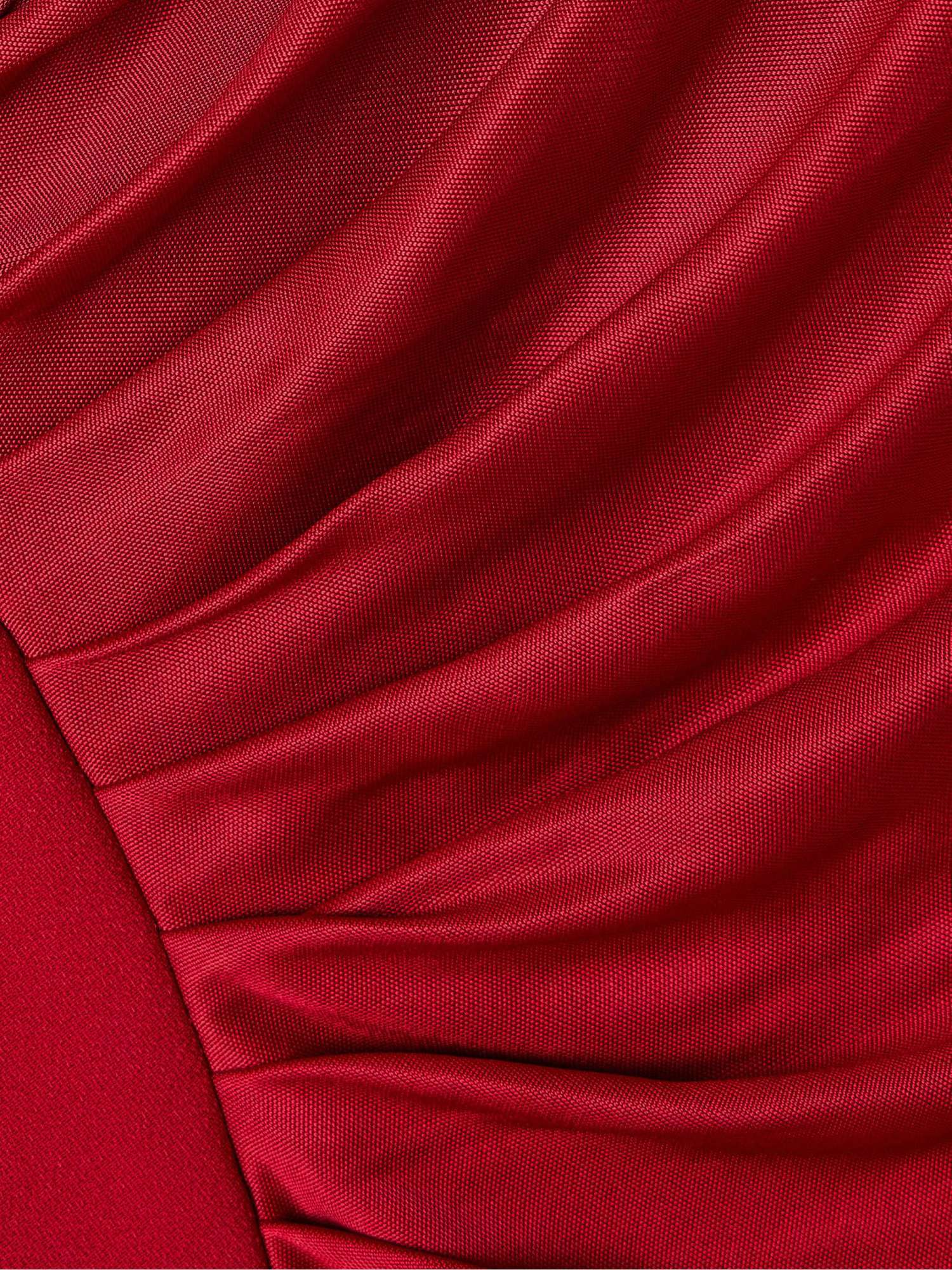 Versace Embellished Crepe And Draped Satin Gown In Red