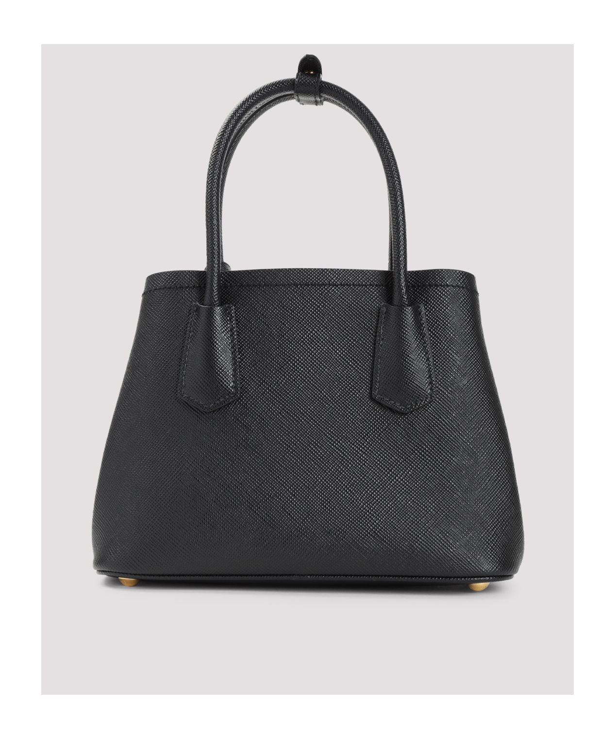 Prada Grained Calf Leather Shoulder Bag With Structured Silhouette In Black