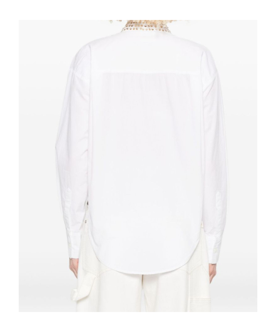 Forte Forte White Cotton Shirt With Gold Crescent Studs In White