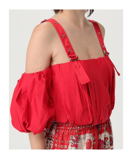 Pinko Adjustable Cropped Top In Red