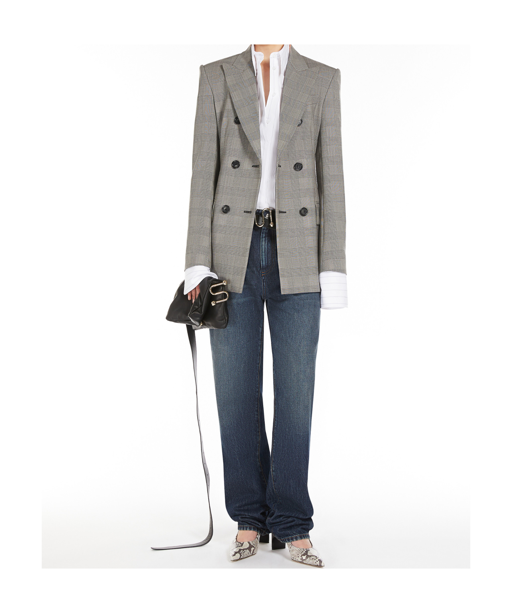 Sportmax Plaid Freshly Cut Wool Suit Coat In Gray
